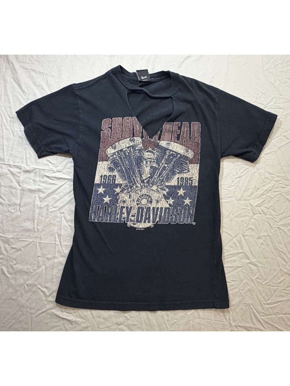 Harley Davidson Orlando Florida Skull Graphic T Shirt Black Distressed 2017